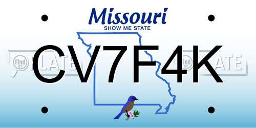 CV7F4K Missouri License Plate