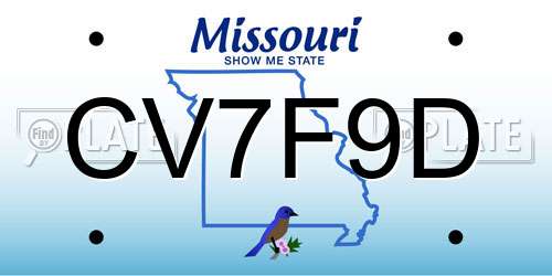 CV7F9D Missouri License Plate