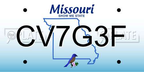 CV7G3F Missouri License Plate