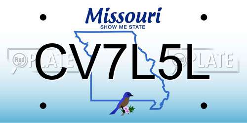 CV7L5L Missouri License Plate