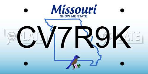 CV7R9K Missouri License Plate