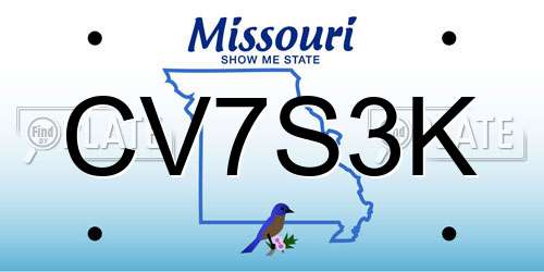 CV7S3K Missouri License Plate