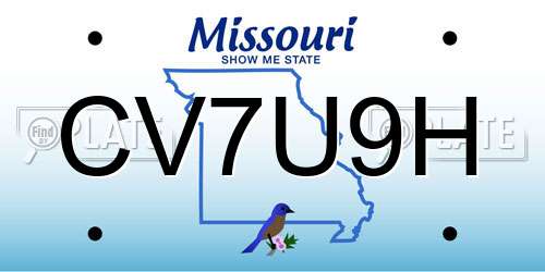 CV7U9H Missouri License Plate