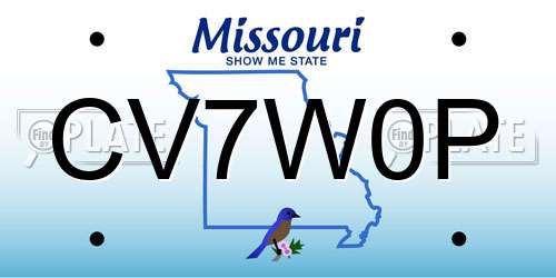 CV7W0P Missouri License Plate