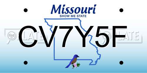CV7Y5F Missouri License Plate