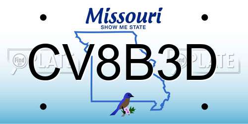 CV8B3D Missouri License Plate