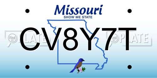 CV8Y7T Missouri License Plate