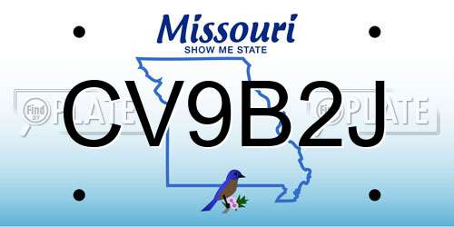 CV9B2J Missouri License Plate