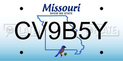 CV9B5Y Missouri License Plate