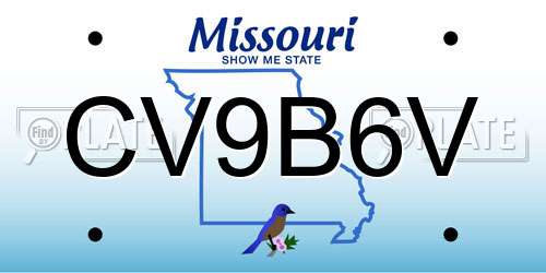 CV9B6V Missouri License Plate
