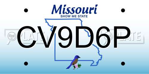 CV9D6P Missouri License Plate