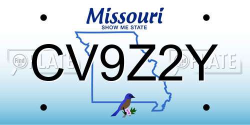 CV9Z2Y Missouri License Plate