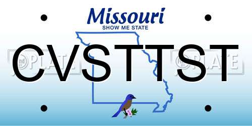 CVSTTST Missouri License Plate