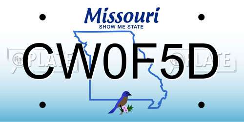 CW0F5D Missouri License Plate