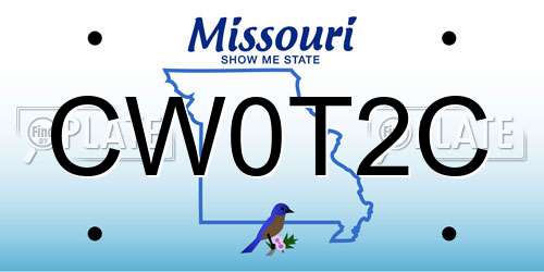 CW0T2C Missouri License Plate