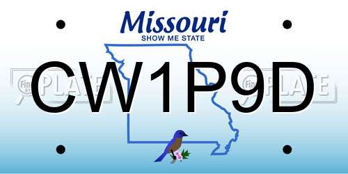 CW1P9D Missouri License Plate