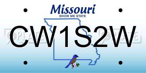 CW1S2W Missouri License Plate
