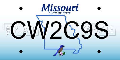CW2C9S Missouri License Plate