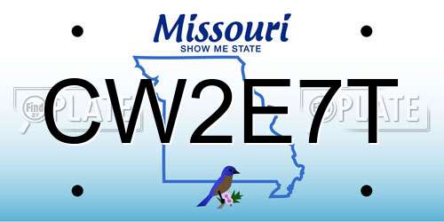 CW2E7T Missouri License Plate