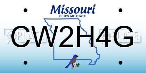 CW2H4G Missouri License Plate