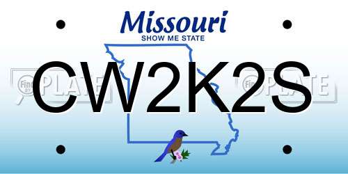 CW2K2S Missouri License Plate