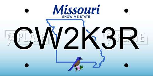 CW2K3R Missouri License Plate