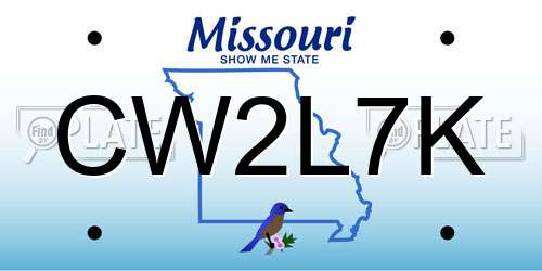 CW2L7K Missouri License Plate