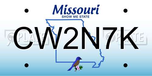 CW2N7K Missouri License Plate