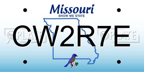 CW2R7E Missouri License Plate
