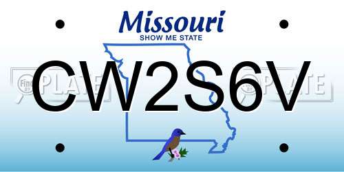 CW2S6V Missouri License Plate