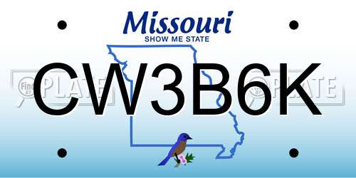 CW3B6K Missouri License Plate