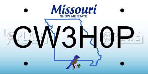CW3H0P Missouri License Plate