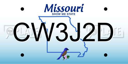 CW3J2D Missouri License Plate