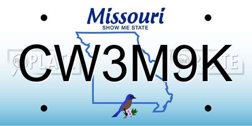 CW3M9K Missouri License Plate