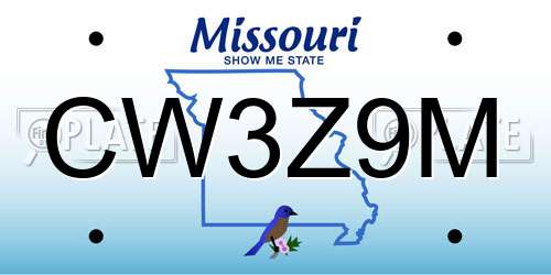 CW3Z9M Missouri License Plate