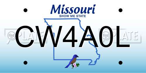 CW4A0L Missouri License Plate