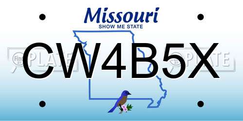 CW4B5X Missouri License Plate