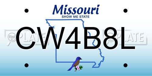CW4B8L Missouri License Plate