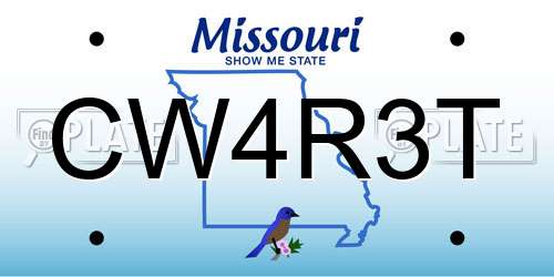 CW4R3T Missouri License Plate