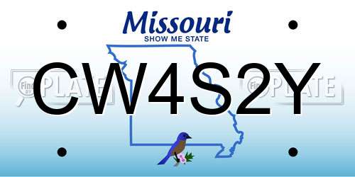 CW4S2Y Missouri License Plate