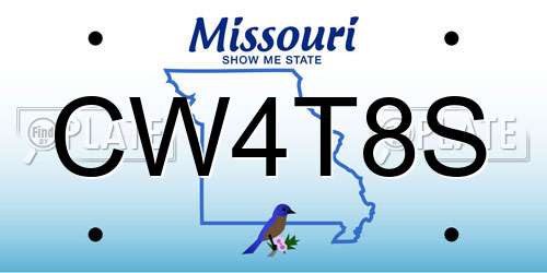 CW4T8S Missouri License Plate