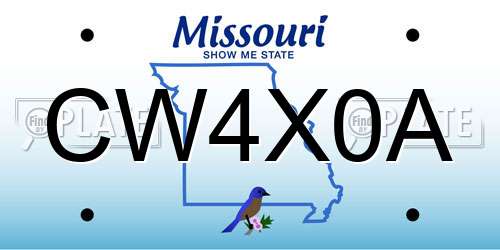 CW4X0A Missouri License Plate