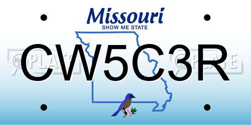 CW5C3R Missouri License Plate