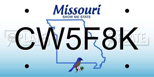 CW5F8K Missouri License Plate