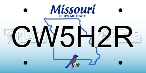 CW5H2R Missouri License Plate
