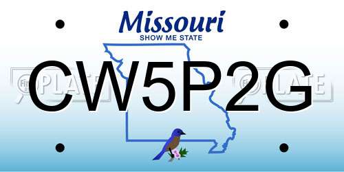 CW5P2G Missouri License Plate