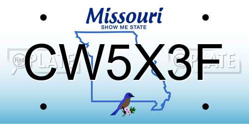CW5X3F Missouri License Plate