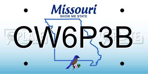 CW6P3B Missouri License Plate