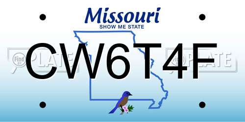 CW6T4F Missouri License Plate