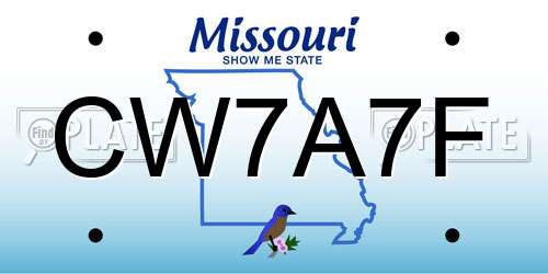 CW7A7F Missouri License Plate